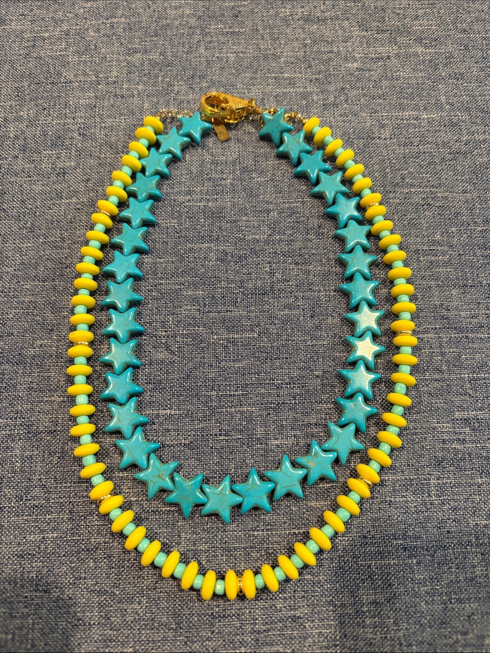 SMITH Turquoise Star & Yellow Bead Layered Necklace